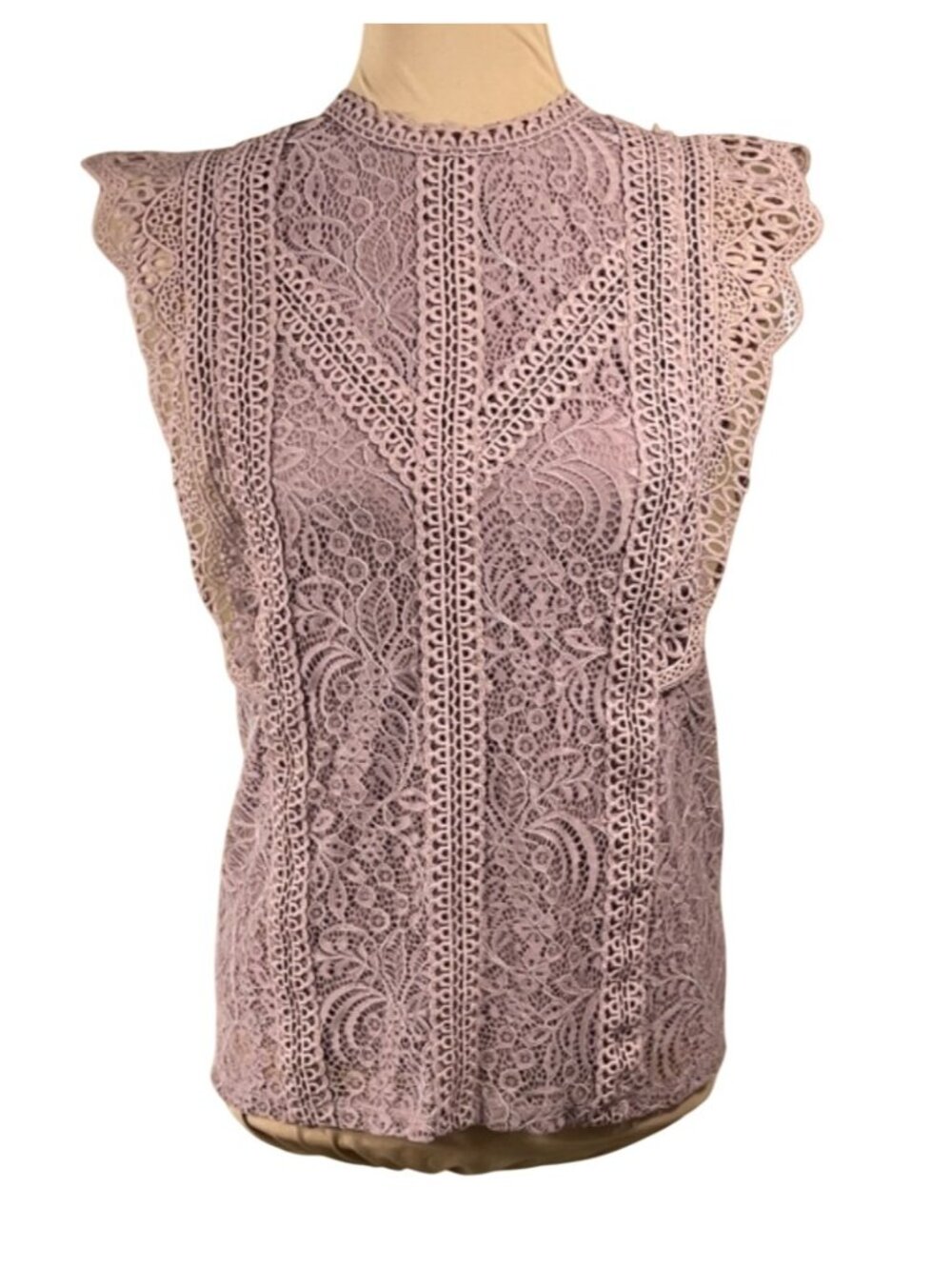 NWOT Cable & Gauge Top Dusty Pink Lace Size XS Cap Sleeve Lined Crochet